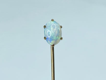 Early 20th Century 10K Gold Stick Pin Opal & Seed Pearl 2 1/8" JR1225