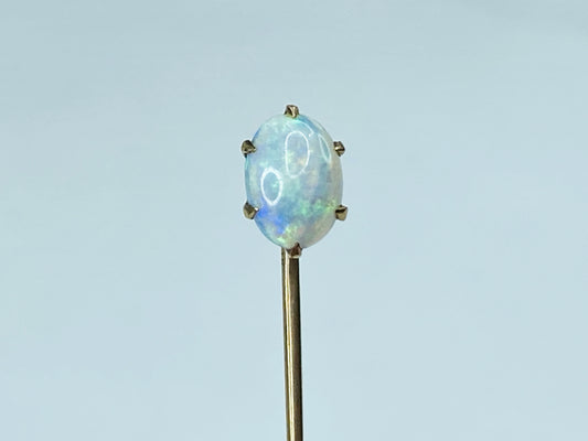 Early 20th Century 10K Gold Stick Pin Opal & Seed Pearl 2 1/8" JR1225