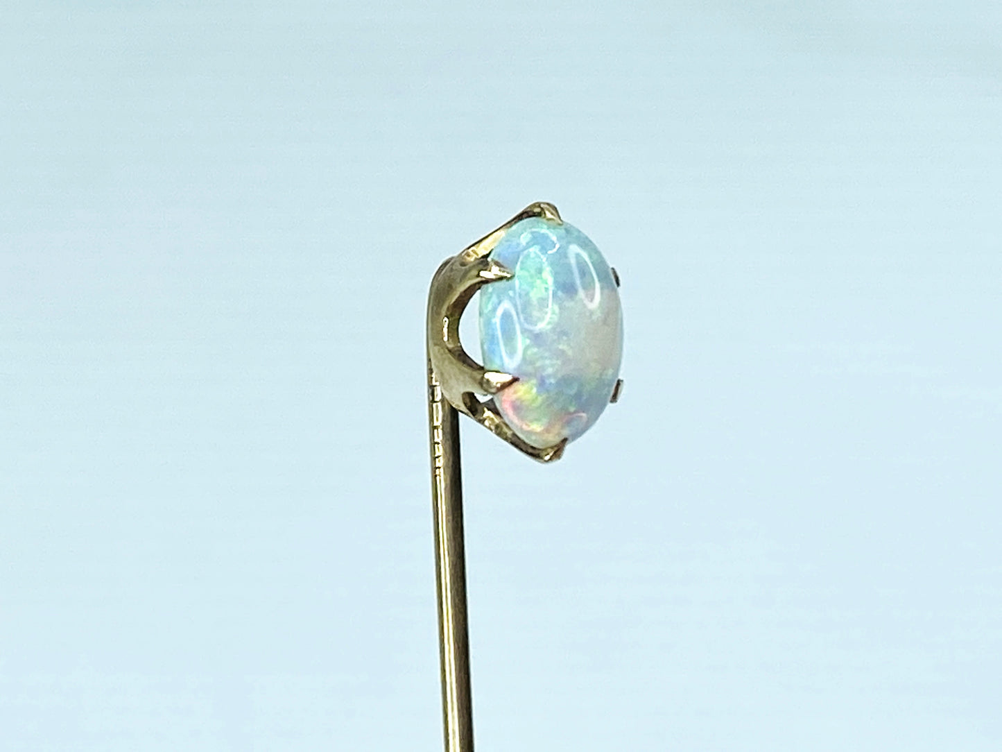 Early 20th Century 10K Gold Stick Pin Opal & Seed Pearl 2 1/8" JR1225