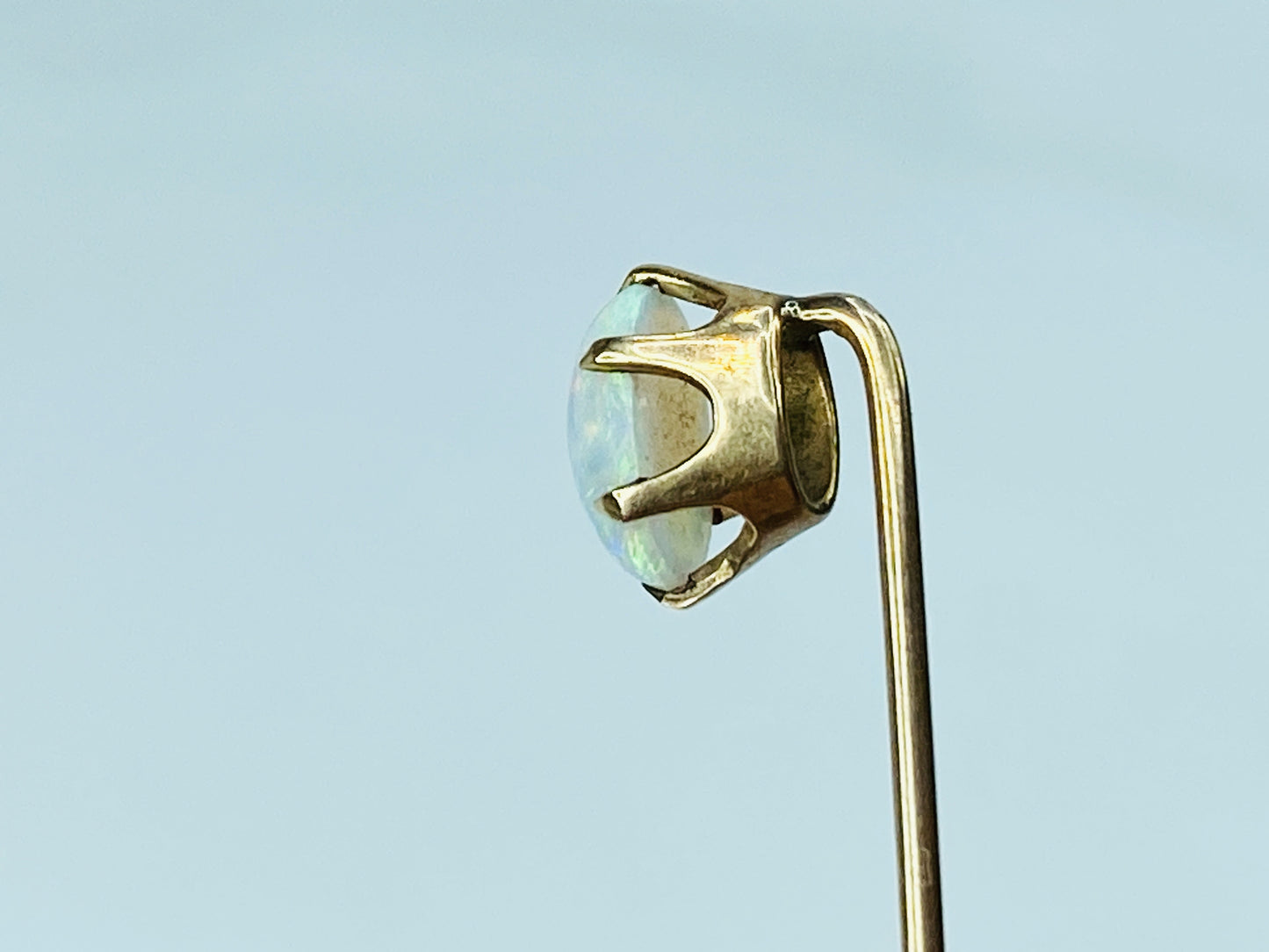 Early 20th Century 10K Gold Stick Pin Opal & Seed Pearl 2 1/8" JR1225