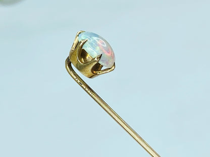 Early 20th Century 10K Gold Stick Pin Opal & Seed Pearl 2 1/8" JR1225