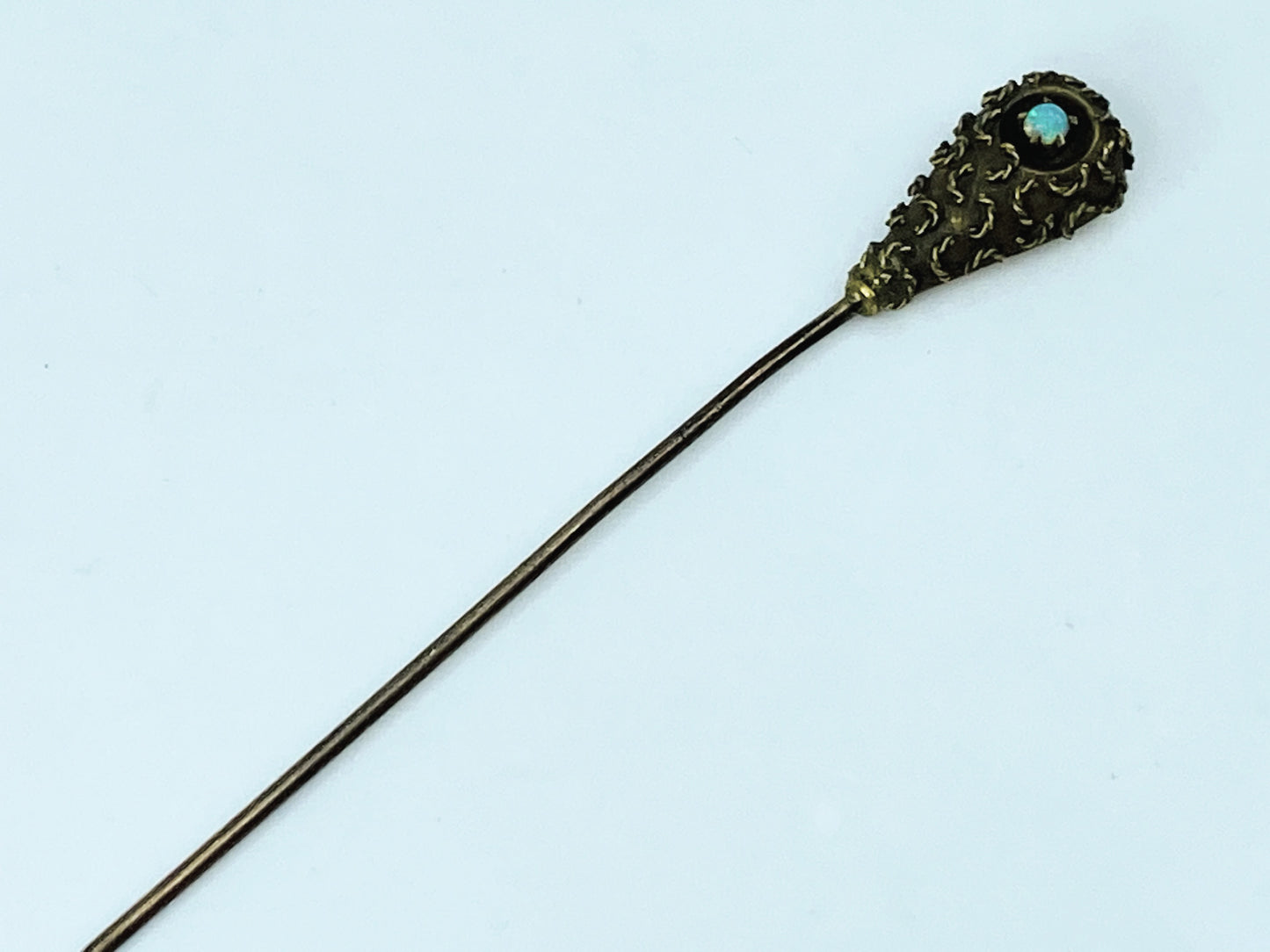 Antique 14K Gold Opal Stick Pin Victorian Era Handcrafted Detail JR1226
