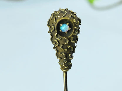Antique 14K Gold Opal Stick Pin Victorian Era Handcrafted Detail JR1226