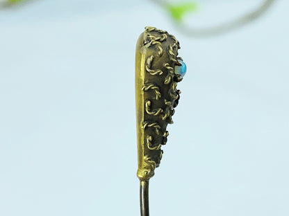 Antique 14K Gold Opal Stick Pin Victorian Era Handcrafted Detail JR1226