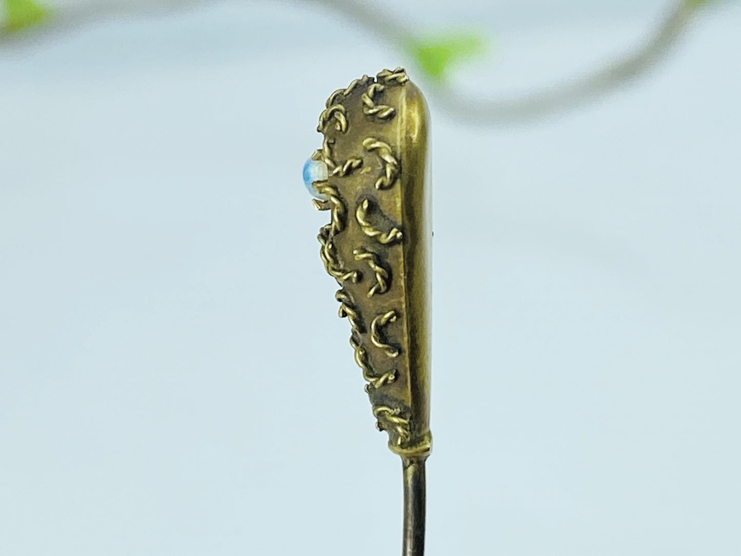 Antique 14K Gold Opal Stick Pin Victorian Era Handcrafted Detail JR1226