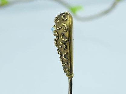 Antique 14K Gold Opal Stick Pin Victorian Era Handcrafted Detail JR1226