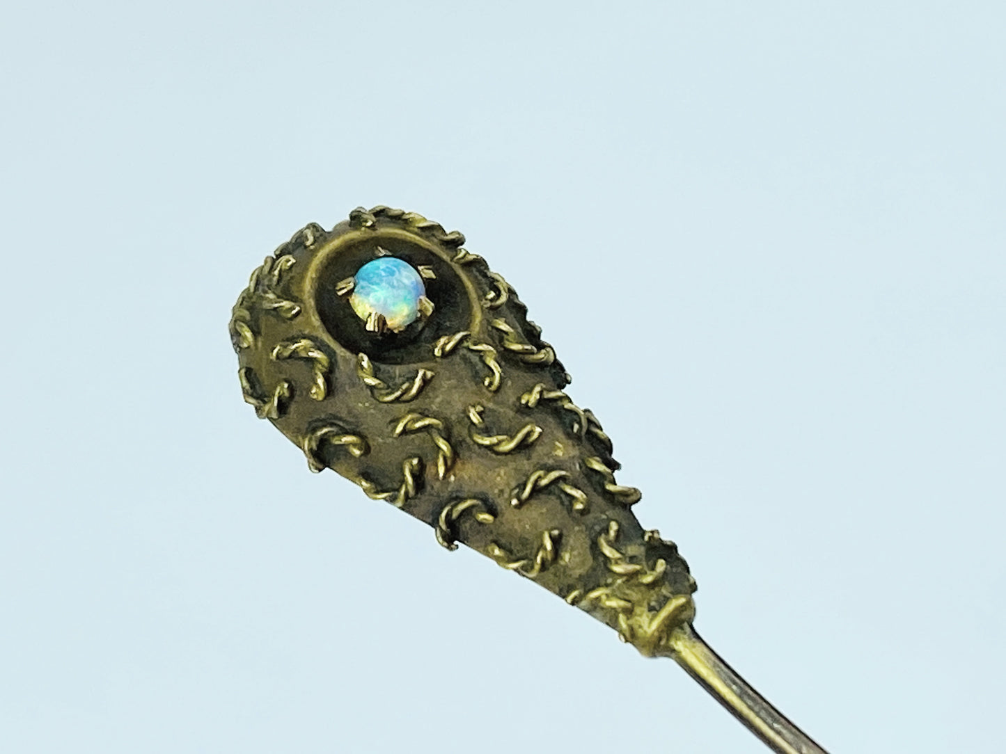 Antique 14K Gold Opal Stick Pin Victorian Era Handcrafted Detail JR1226