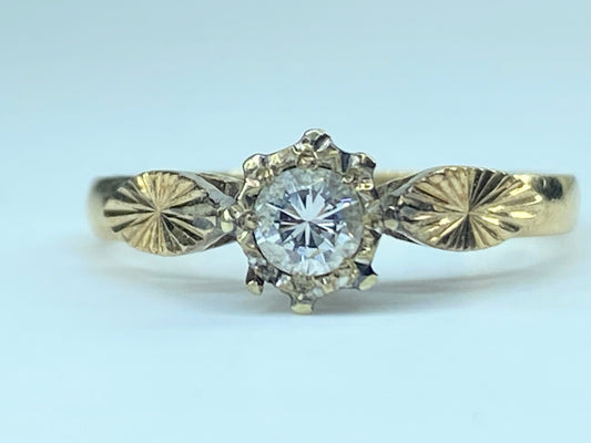 Victorian 14K yellow gold 0.25ct old Euro cut diamond ring JR9358