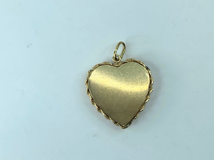 Mid-century 14K yellow gold seed pearl Heart pendant 6.6g JR370