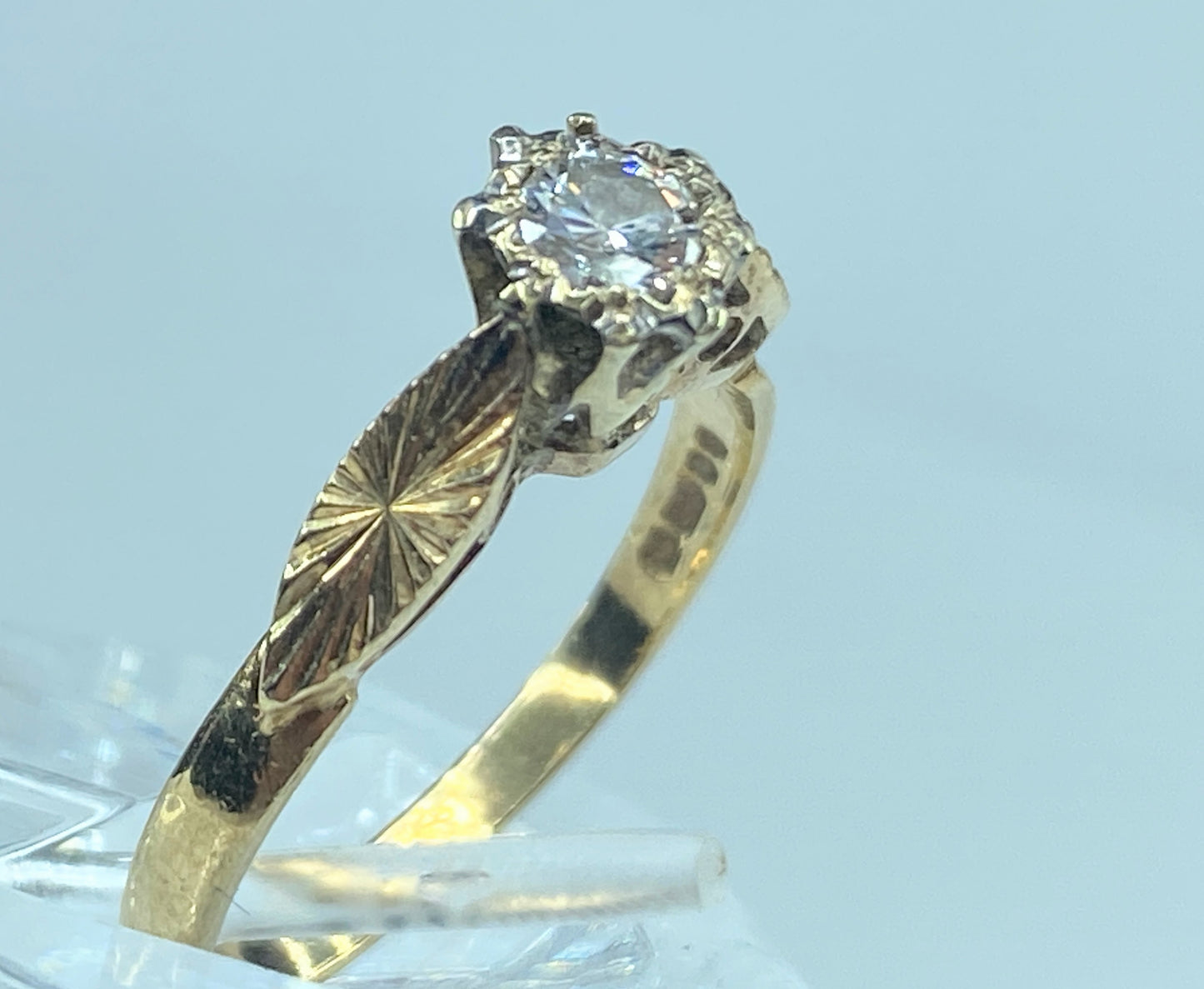 Victorian 14K yellow gold 0.25ct old Euro cut diamond ring JR9358