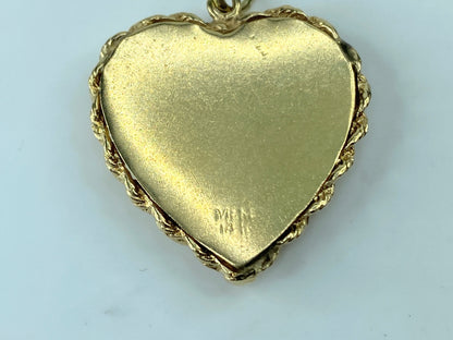 Mid-century 14K yellow gold seed pearl Heart pendant 6.6g JR370