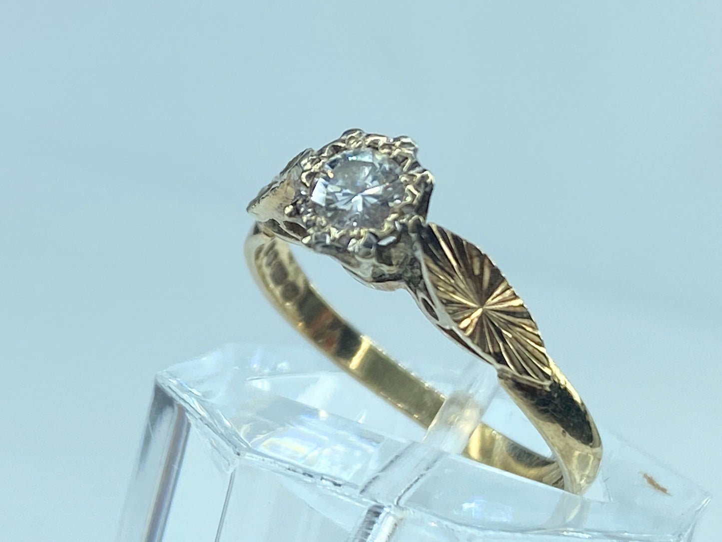 Victorian 14K yellow gold 0.25ct old Euro cut diamond ring JR9358