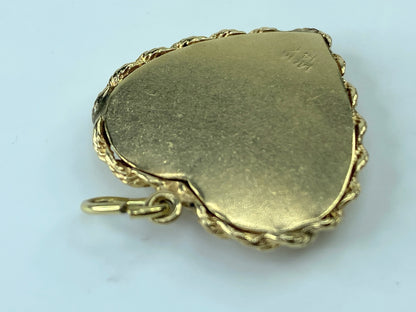 Mid-century 14K yellow gold seed pearl Heart pendant 6.6g JR370