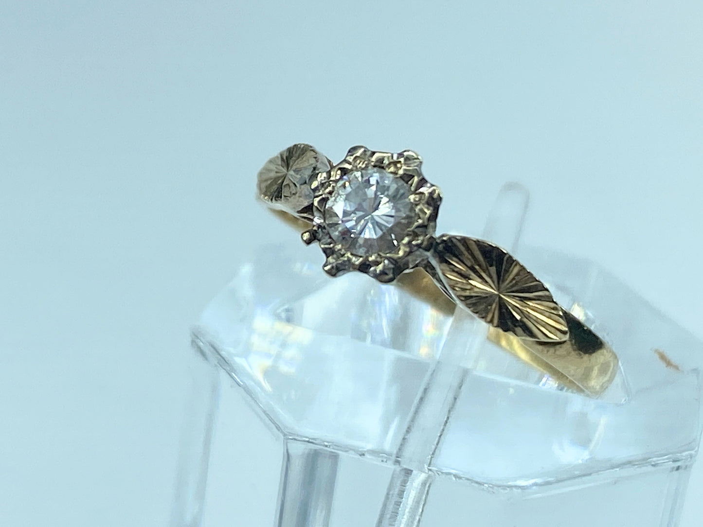 Victorian 14K yellow gold 0.25ct old Euro cut diamond ring JR9358