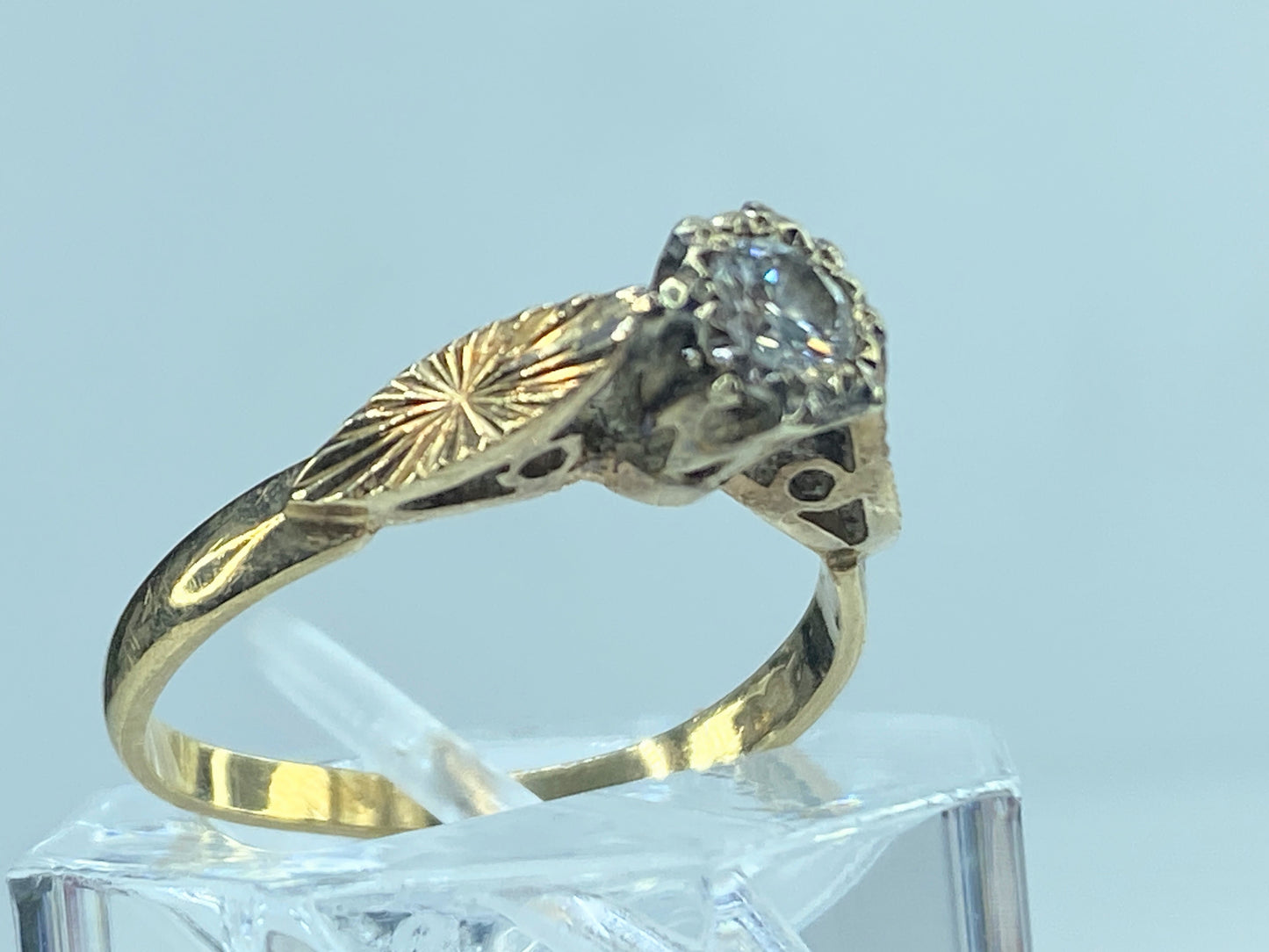 Victorian 14K yellow gold 0.25ct old Euro cut diamond ring JR9358