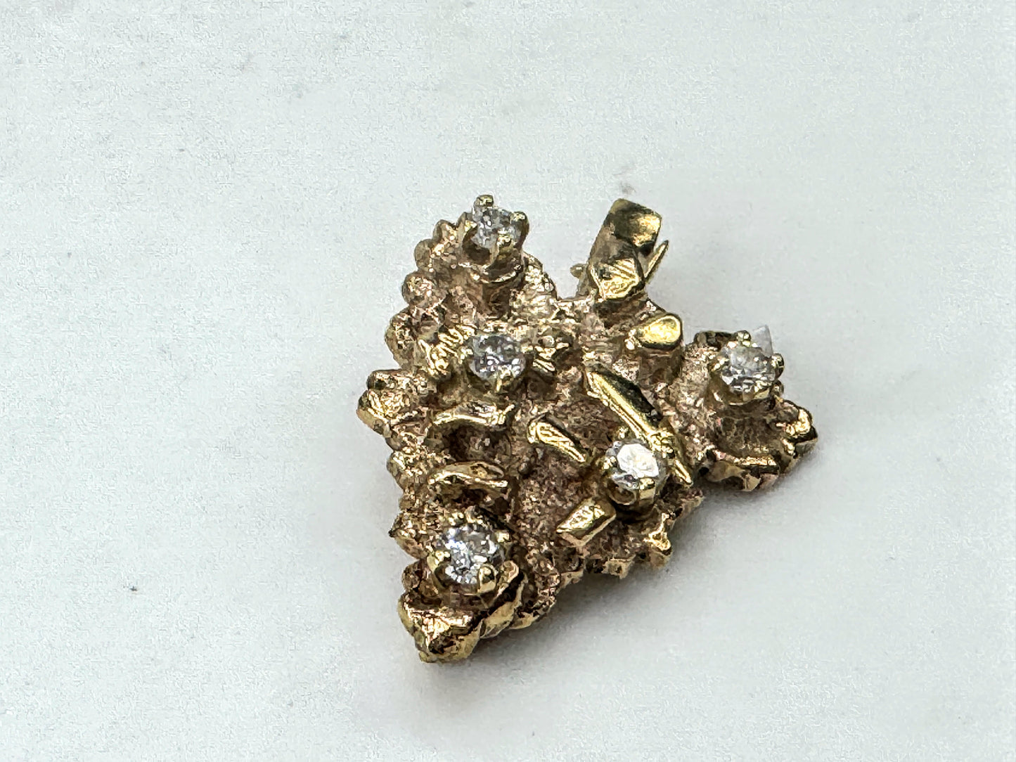 Vintage Mid Century 14K Gold Diamond Christmas Tree Brooch JR1685