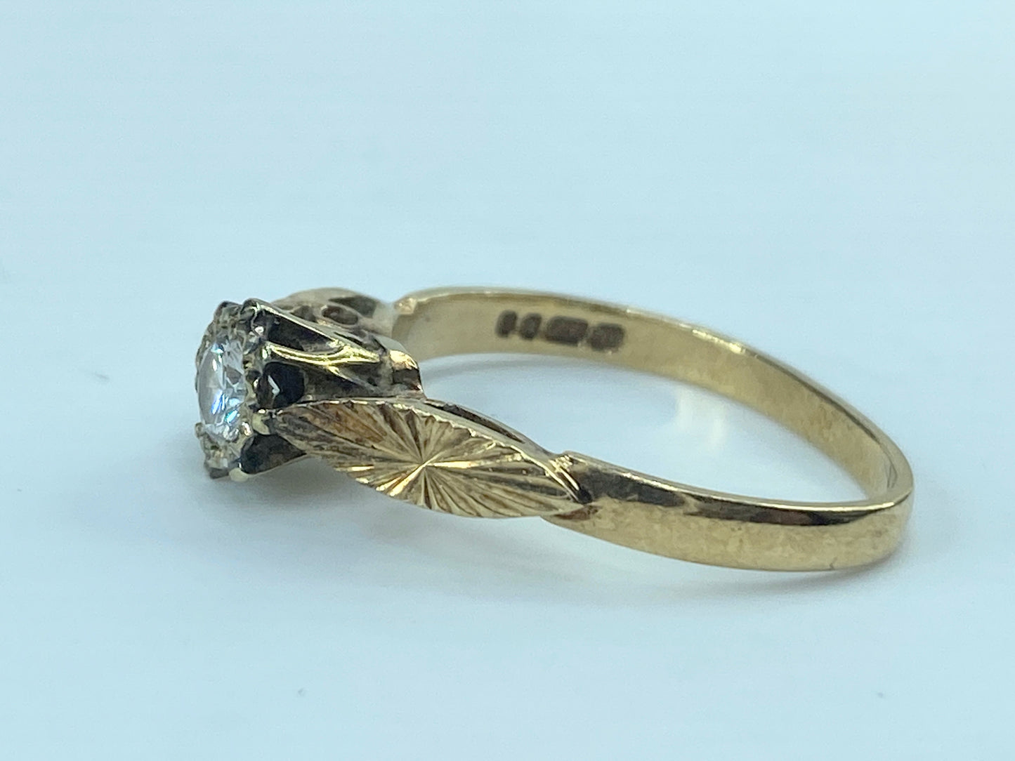 Victorian 14K yellow gold 0.25ct old Euro cut diamond ring JR9358