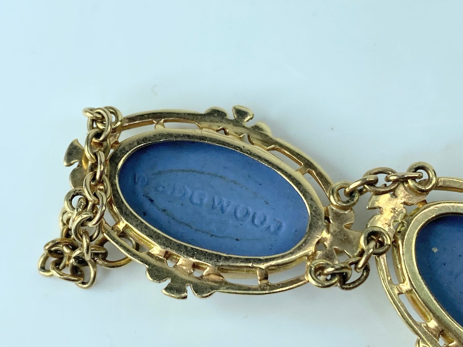 Art Deco England 14K Wedgewood Cameo White Jasper Seed pearl bracelet 7.5" JR377
