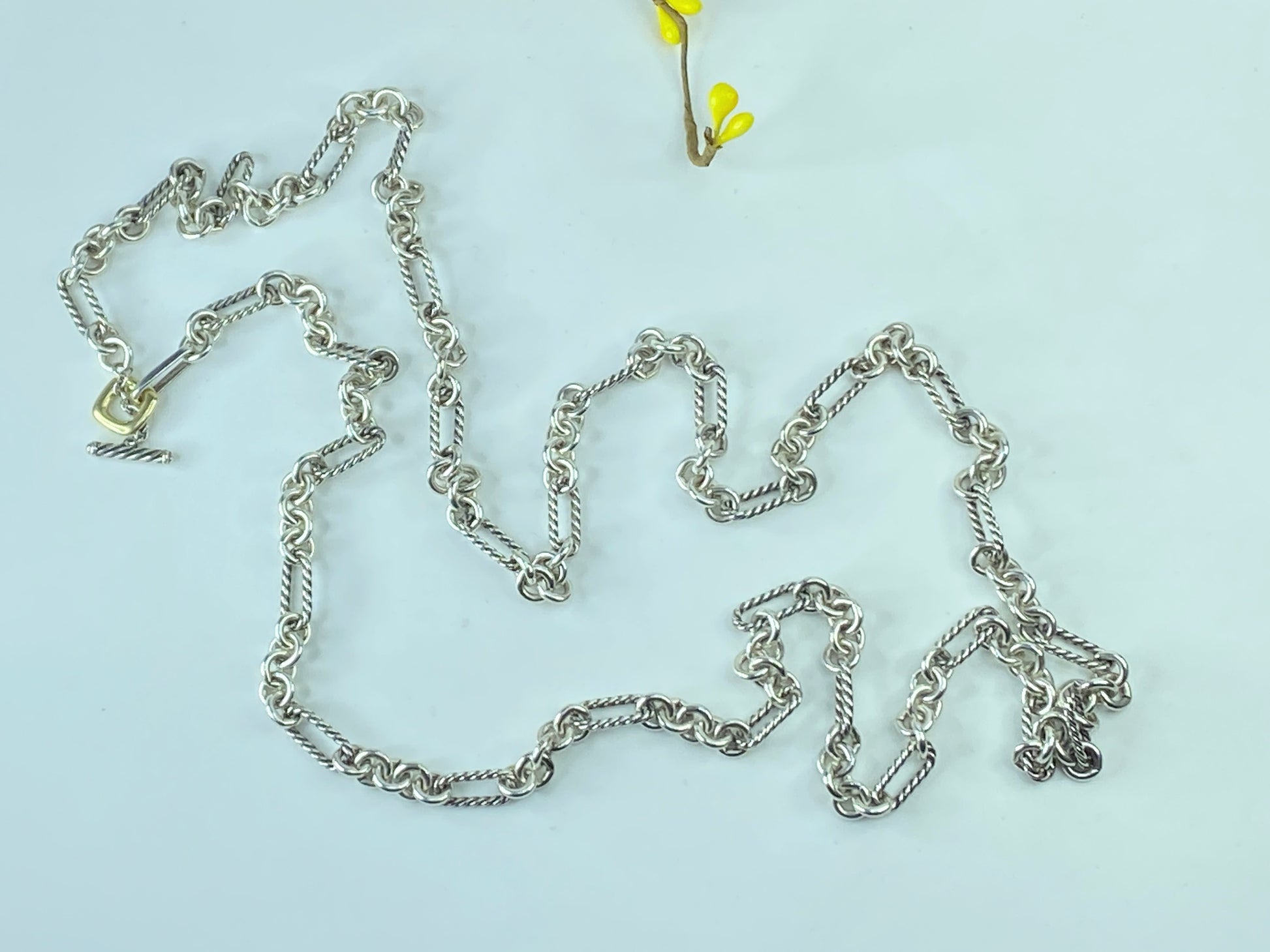 Sterling Silver 18k Gold David Yurman Chain Necklace Toggle clasp 40" JR371
