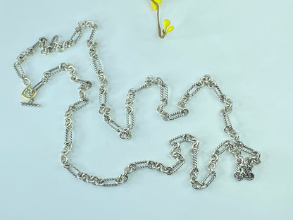Sterling Silver 18k Gold David Yurman Chain Necklace Toggle clasp 40" JR371