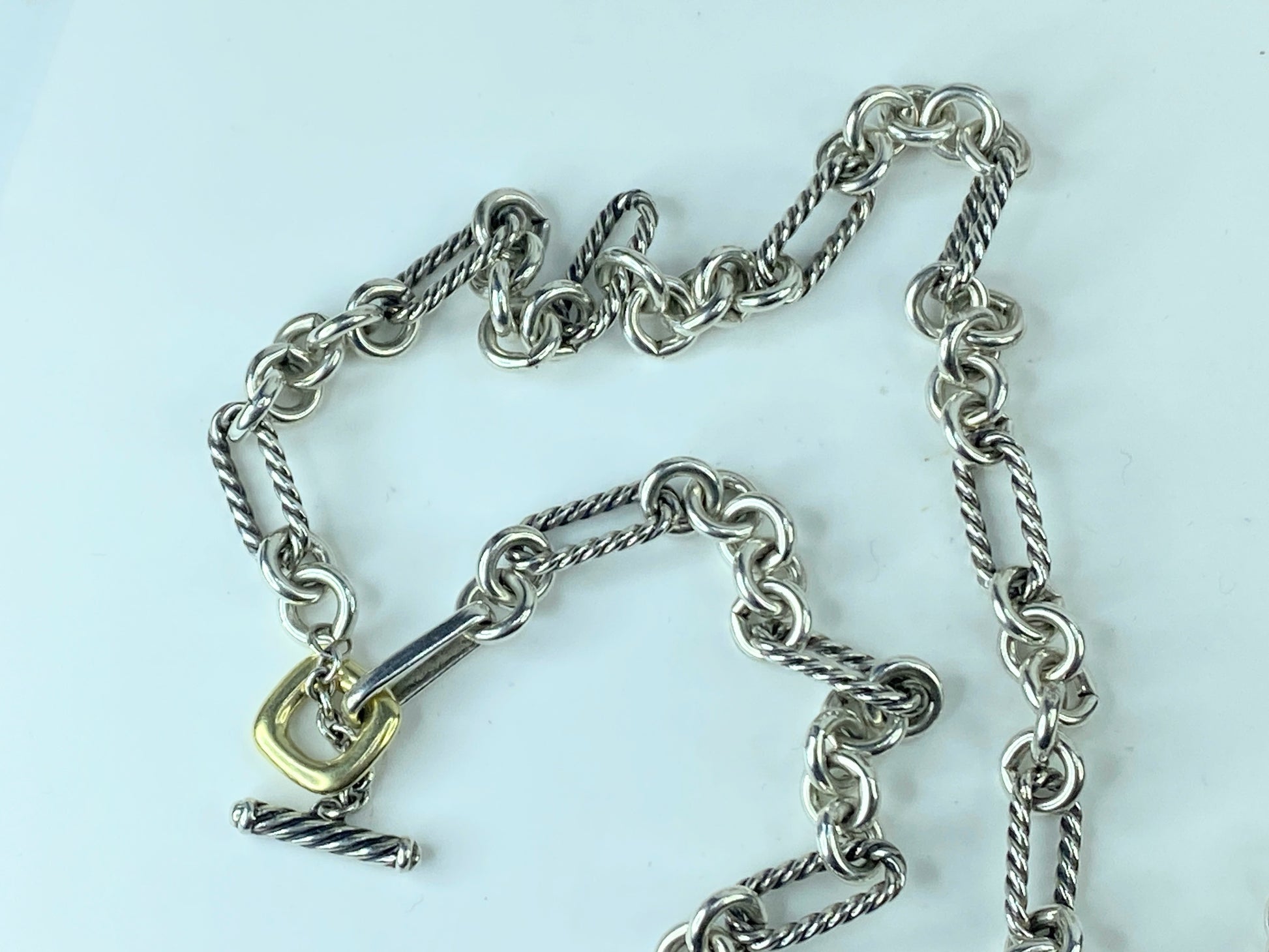 Sterling Silver 18k Gold David Yurman Chain Necklace Toggle clasp 40" JR371