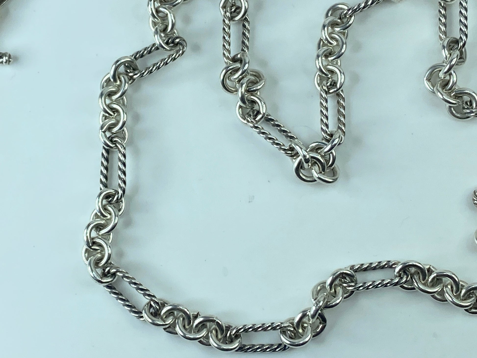 Sterling Silver 18k Gold David Yurman Chain Necklace Toggle clasp 40" JR371