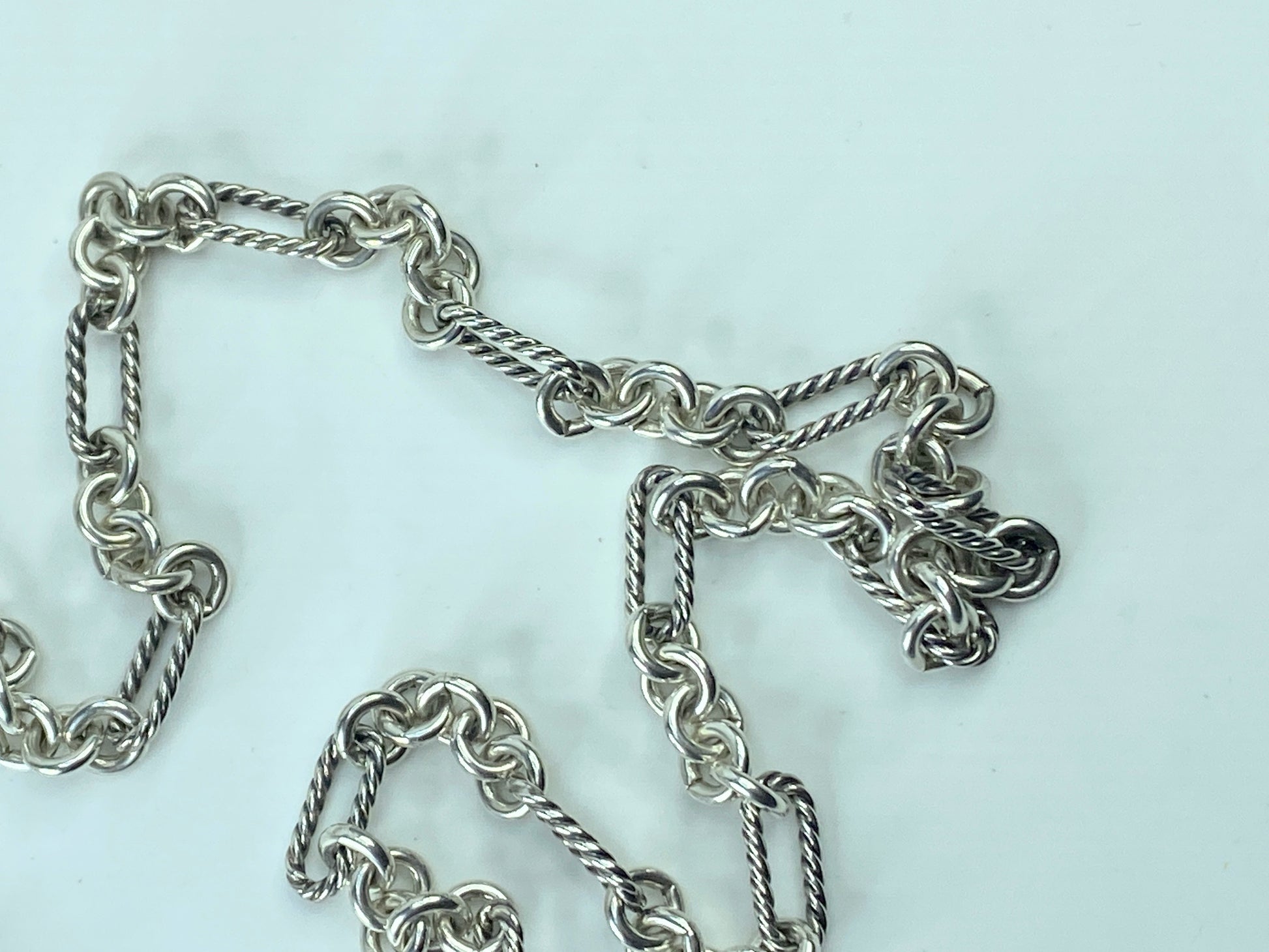 Sterling Silver 18k Gold David Yurman Chain Necklace Toggle clasp 40" JR371