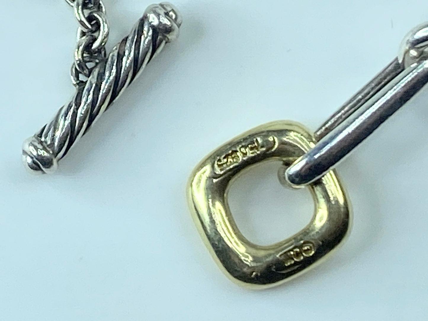 Sterling Silver 18k Gold David Yurman Chain Necklace Toggle clasp 40" JR371