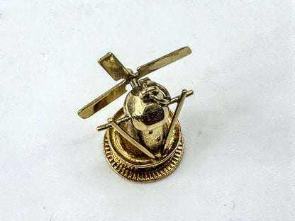 Vintage 18K Gold Mechanical Dutch Windmill Charm Pendant Moving Fan JR1686