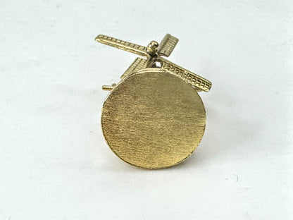 Vintage 18K Gold Mechanical Dutch Windmill Charm Pendant Moving Fan JR1686