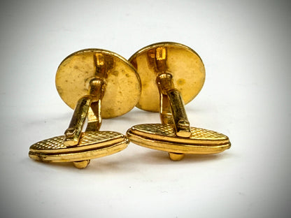Vintage Dunhill Mother of Pearl Gold Tone Cufflinks Round SS314