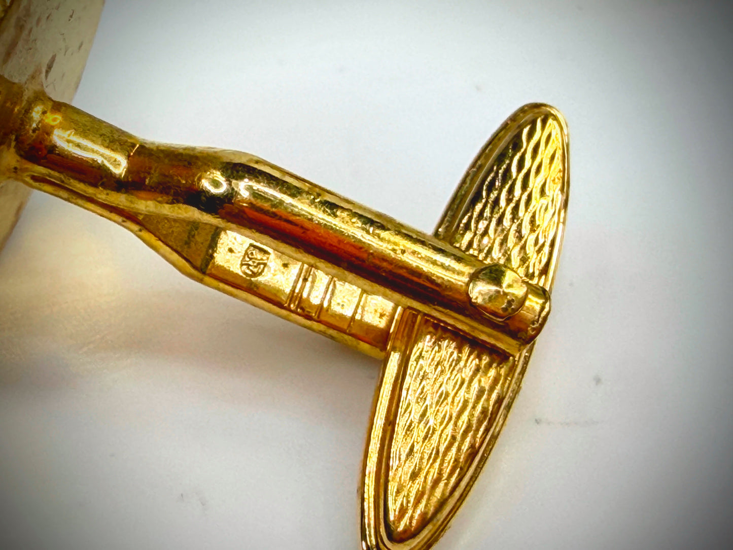 Vintage Dunhill Mother of Pearl Gold Tone Cufflinks Round SS314
