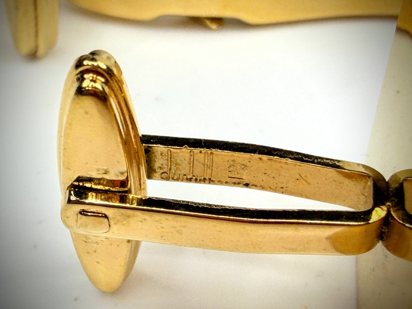 Vintage Dunhill Gold Tone Two Tone Square Cufflinks & Tie Bar Set SS315