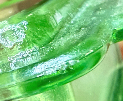 Vintage Green Uranium Depression Glass Butter lidded Dish Covered UV Glow A1329