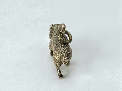 Vintage 10K Gold Highly Detailed Etched Pig Charm Pendant JR1689