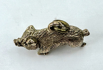 Vintage 10K Gold Highly Detailed Etched Pig Charm Pendant JR1689