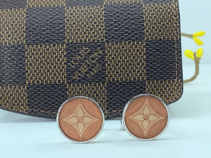 Louis Vuitton Boutons De Manchette Fleur Monogram Cuffs + Damier Case GS414