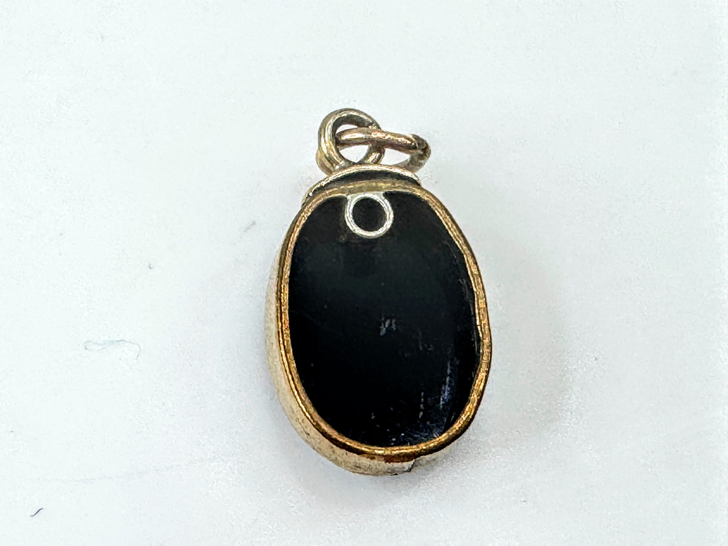 10K Yellow Gold Black Onyx Cameo Oval Pendant Charm JR1690
