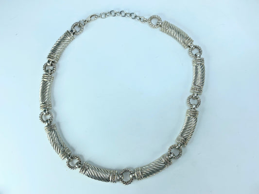 Judith Ripka Sterling Cable bar twisted link necklace 80.5g JR9129