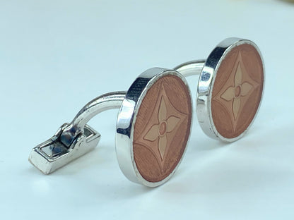 Louis Vuitton Boutons De Manchette Fleur Monogram Cuffs + Damier Case GS414