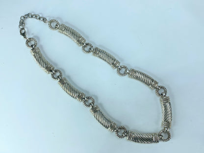 Judith Ripka Sterling Cable bar twisted link necklace 80.5g JR9129