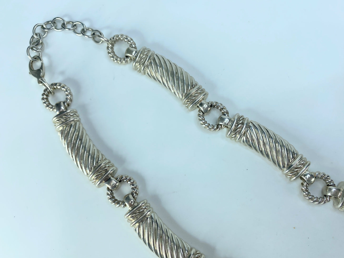 Judith Ripka Sterling Cable bar twisted link necklace 80.5g JR9129