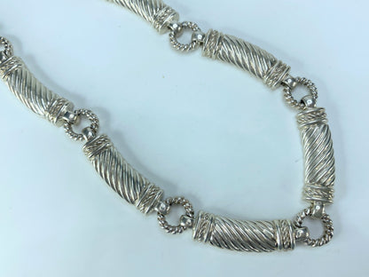 Judith Ripka Sterling Cable bar twisted link necklace 80.5g JR9129