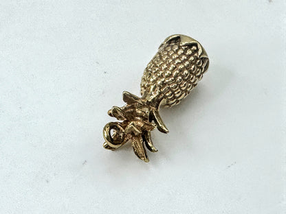 14K Yellow Gold Textured Pineapple Charm Pendant Tropical Fruit JR1692