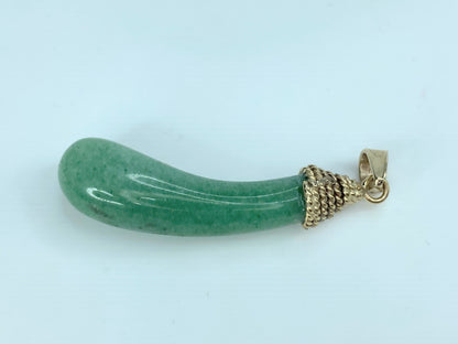 14K yellow gold Jadeite gourd shape wrapped bale pendant 5.5g 1 5/8" JR9920