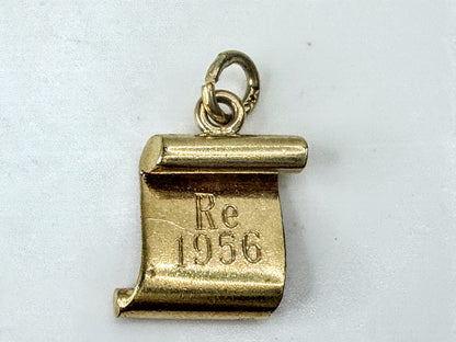14K Gold Diploma Scroll Graduation Charm Pendant 1956 JR1694