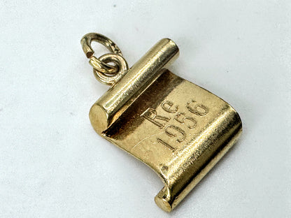 14K Gold Diploma Scroll Graduation Charm Pendant 1956 JR1694