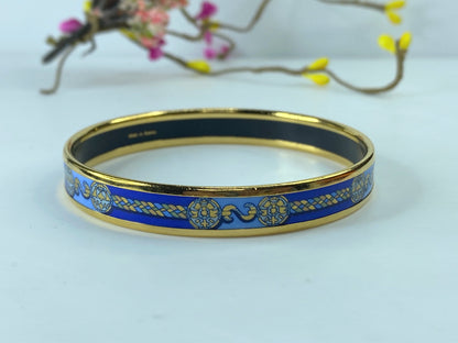 Hermes Enamel Printed Celestial Mythology Narrow Bracelet 70 Bleu GS416