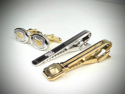 Vintage Burberrys Cufflinks Tie Bar Set Knight Motif SS3290