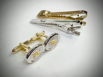 Vintage Burberrys Cufflinks Tie Bar Set Knight Motif SS3290